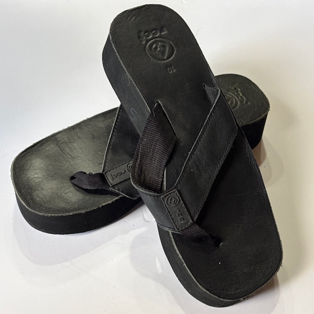 Reef Black Platform Flip Flop Sandals